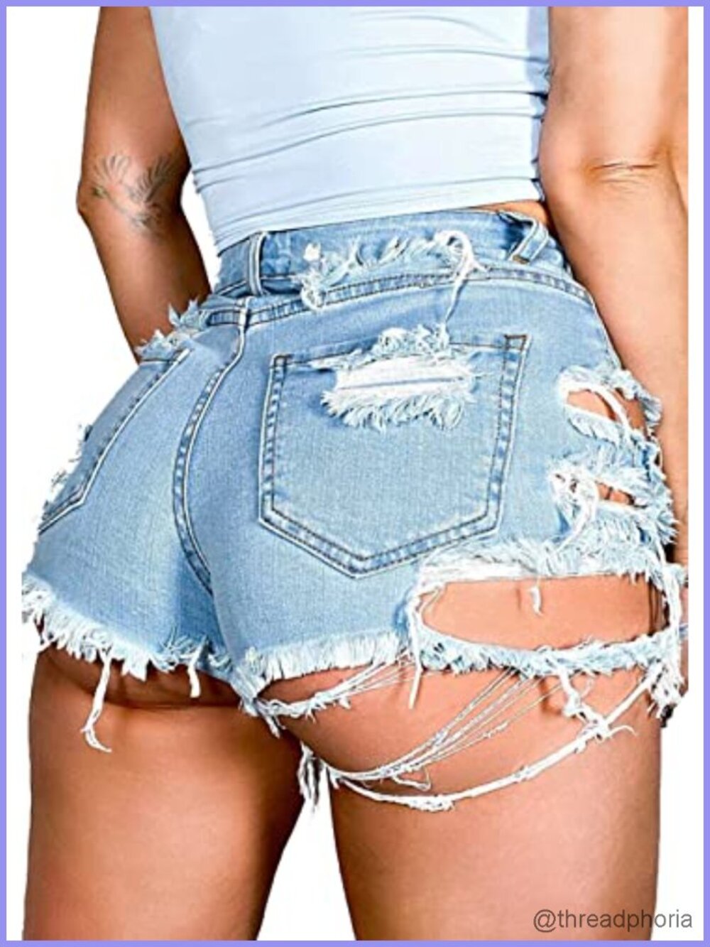 Women's Ripped Distressed High Rise Ultra Short Denim Jean Shorts